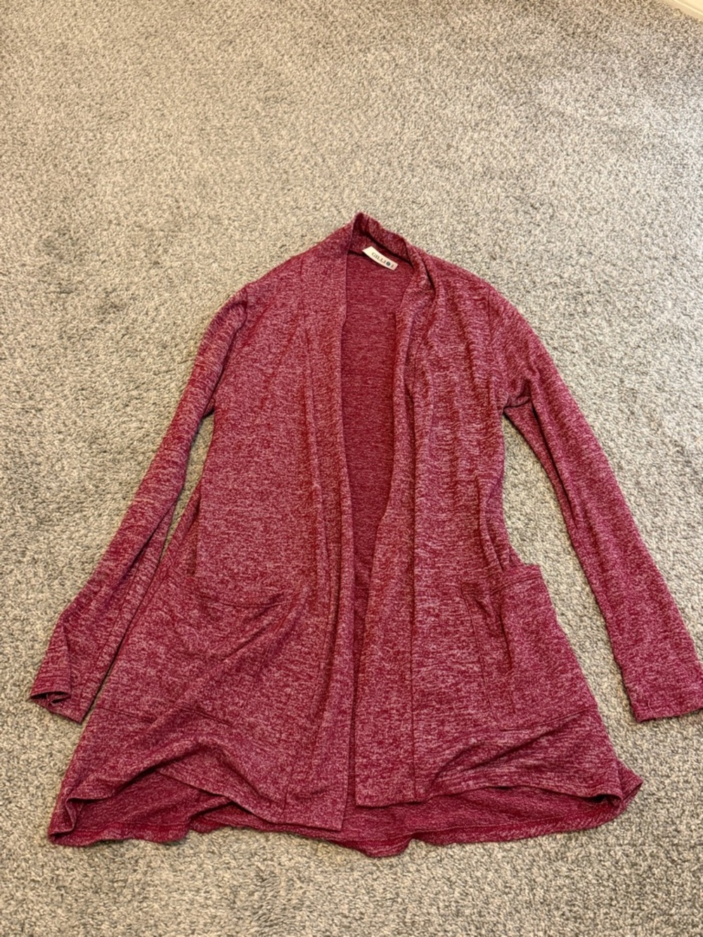 Women's Open Front Cardigan Sweater - Burgundy